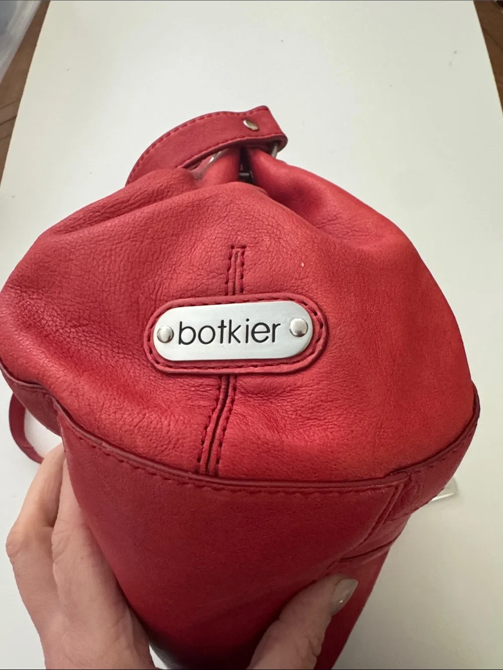 BOTKIER Charlotte Red Lambskin Leather Satchel Shoulder Bag Silver Hardware EUC